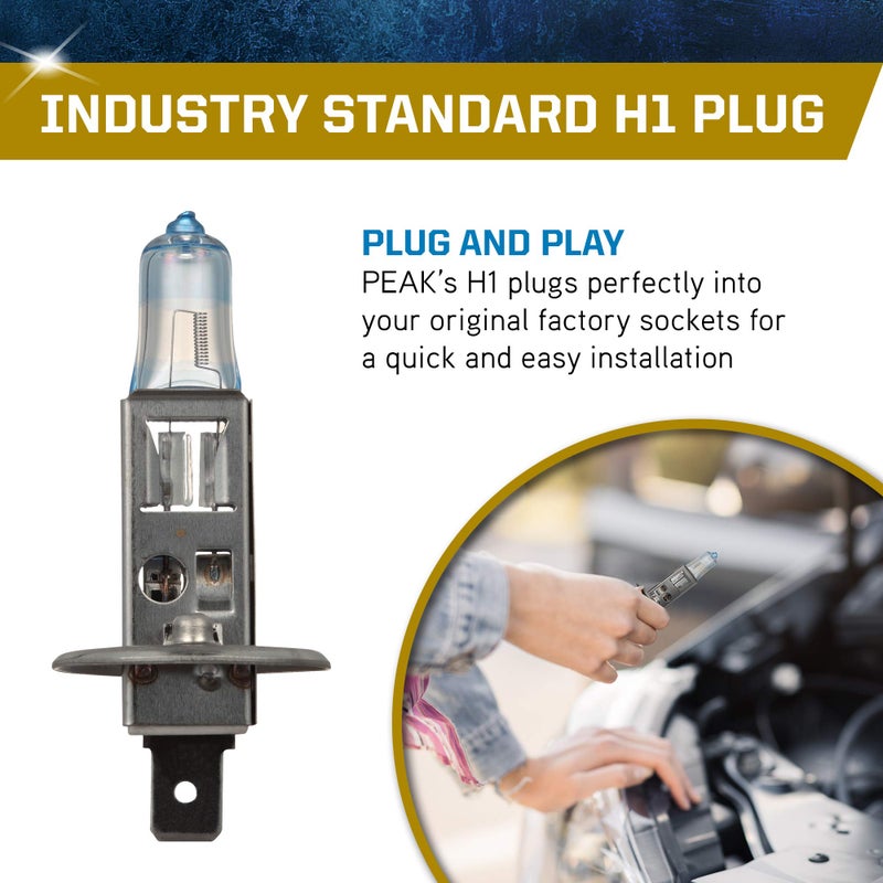 PEAK Power Vision Gold Automotive High Performance H1 55W Headlights (2 Pack) - Image 4